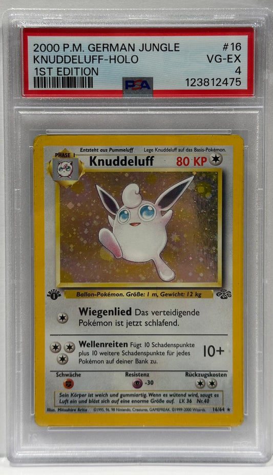 Knuddeluff Holo #16 1st Edition – PSA 4 (VG-EX) – 2000 Jungle Set – Deutsch – Original & Zertifiziert
