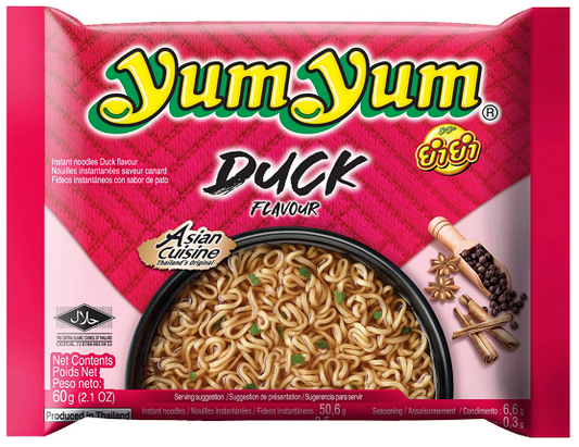 Yum Yum Duck Instant Noodles – 60 g | Thailändische Enten-Nudelsuppe | Würzig & aromatisch | Halal | 3-Minuten-Nudeln