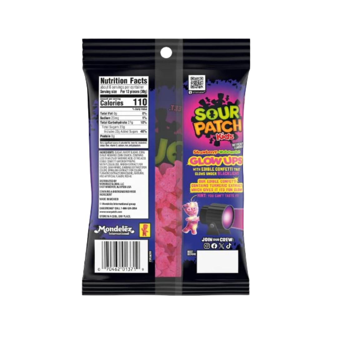1x Sour Patch Kids Strawberry-Watermelon Glow Ups – Saure & süße Gummibonbons – 1x 87 g