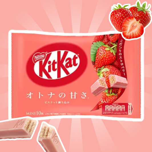 1x Kit Kat Mini Strawberry – Knusprige Schokoladen-Waffeln mit fruchtigem Erdbeer-Geschmack (1x81.2g)