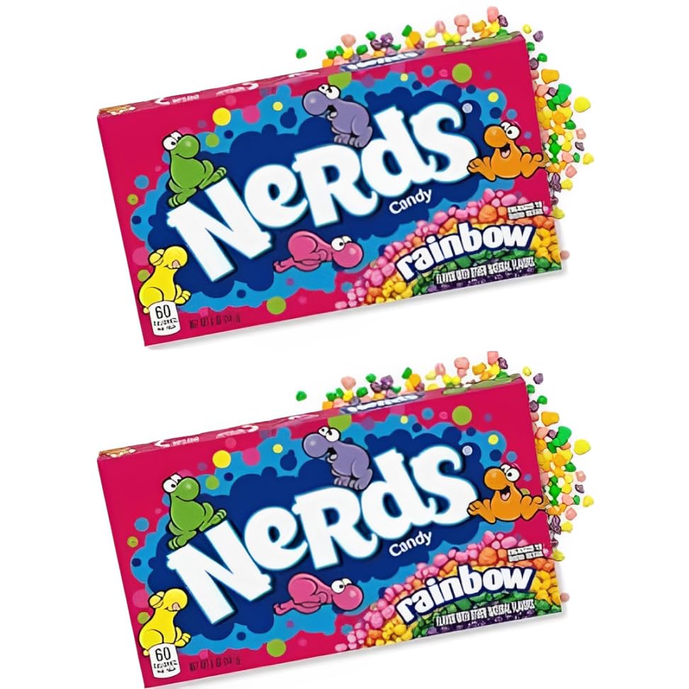 Wonka Nerds Rainbow 2er Set – 2×141 g Theaterbox | Bunte Kaubonbons & knuspriger Zuckerkick