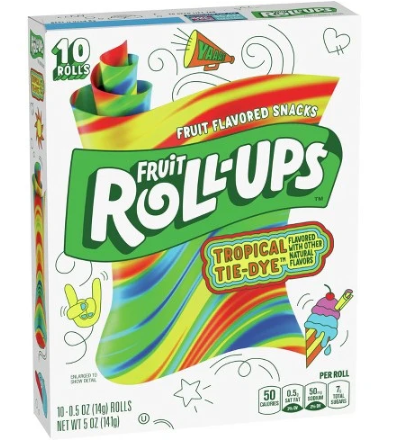 Betty Crocker Fruit Roll-Ups Tropical Tie-Dye – 12er Set (12 × 141 g) – Bunte Fruchtrollen Snack
