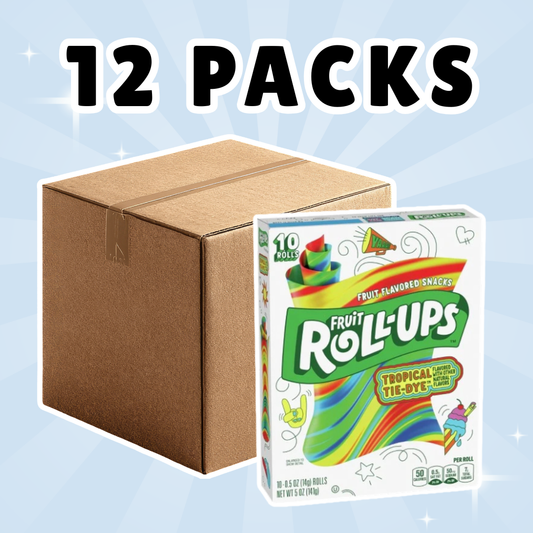 Betty Crocker Fruit Roll-Ups Tropical Tie-Dye – 12er Set (12 × 141 g) – Bunte Fruchtrollen Snack