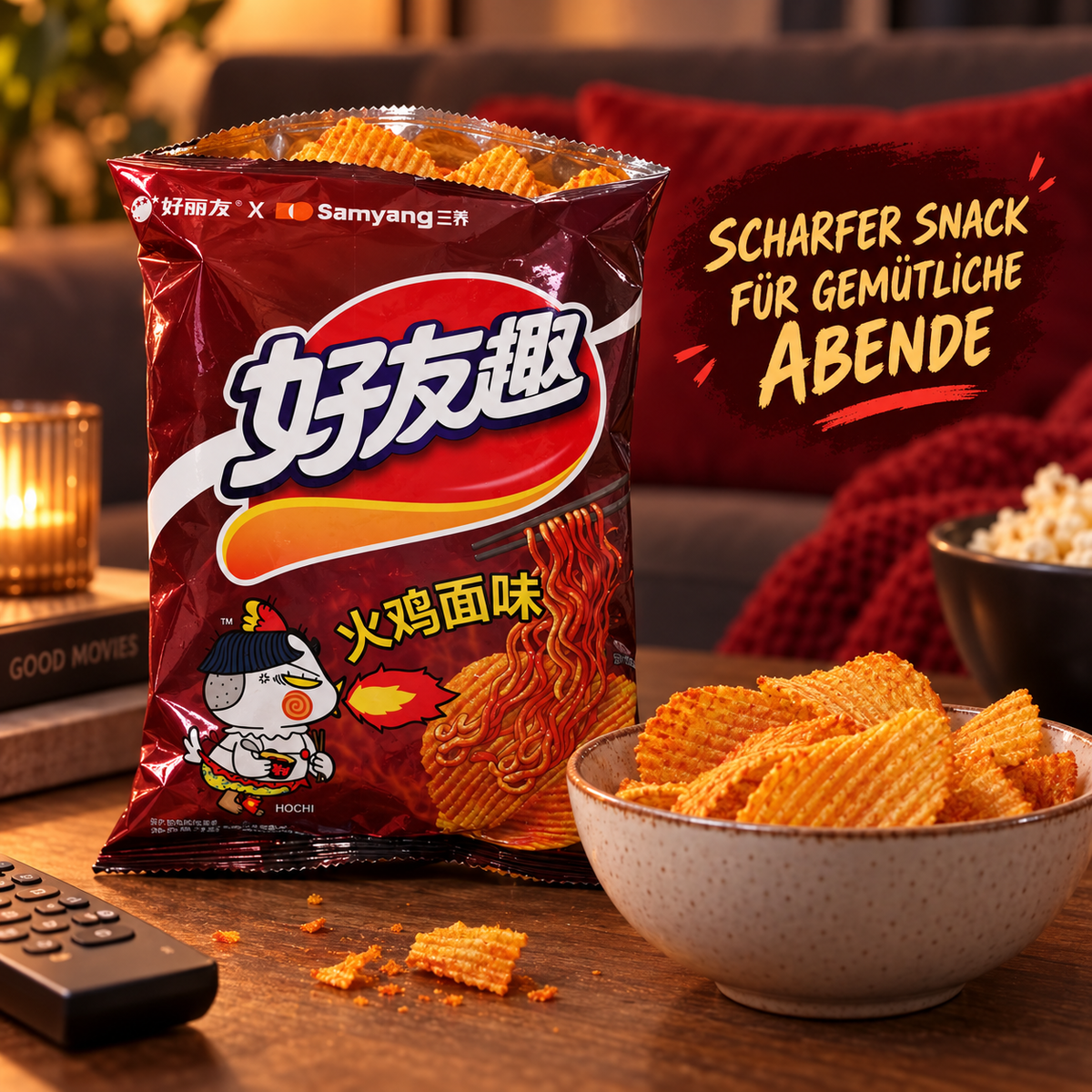 Orion × Samyang Hot-Chicken Riffelchips – würzig-scharf, 70 g