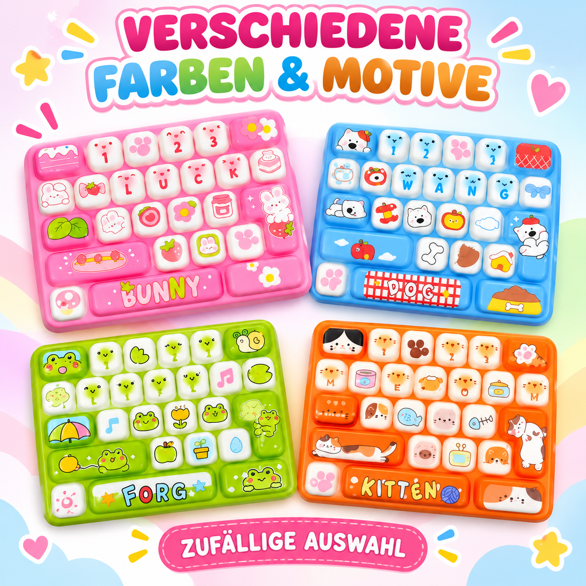 Mini Tastatur Squishy – weiches Keyboard zum Drücken und Kneten, zufällige Farbe