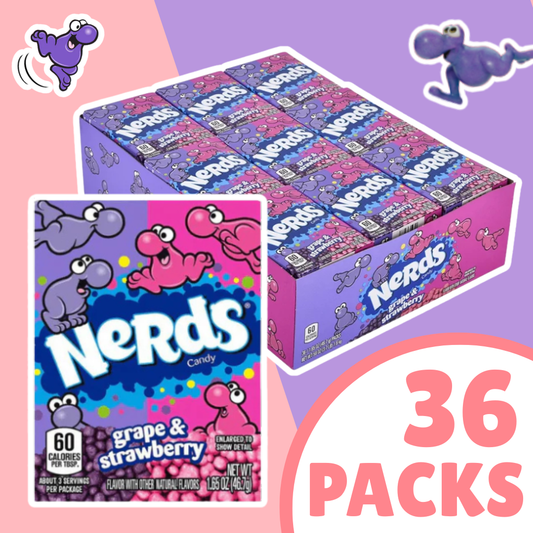 36x Nerds Grape & Strawberry – 36×46,7 g (1 Karton) – Knusprige Trauben- & Erdbeerzuckerdragees