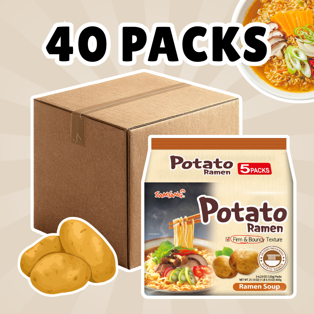 40er Samyang Potato Ramen | Koreanische Kartoffelramen | Würzige Instant-Nudelsuppe | 40× Portionen