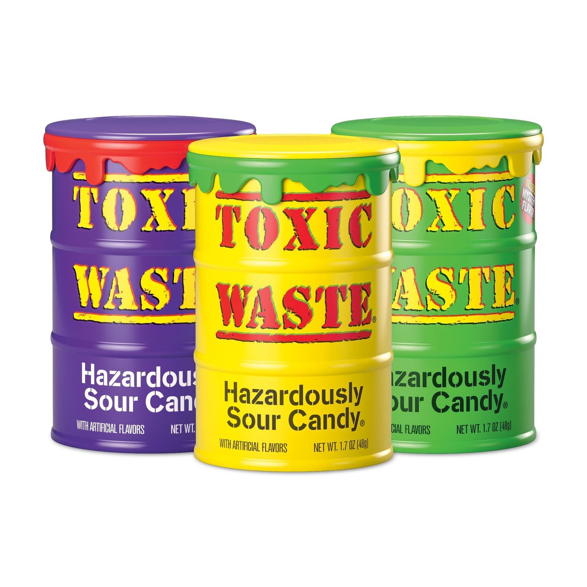 3x 42g Toxic Waste Candy – Mystery Flavor | Extrem saures Bonbon | Überraschungsgeschmack | Fruchtig & ultra-sauer