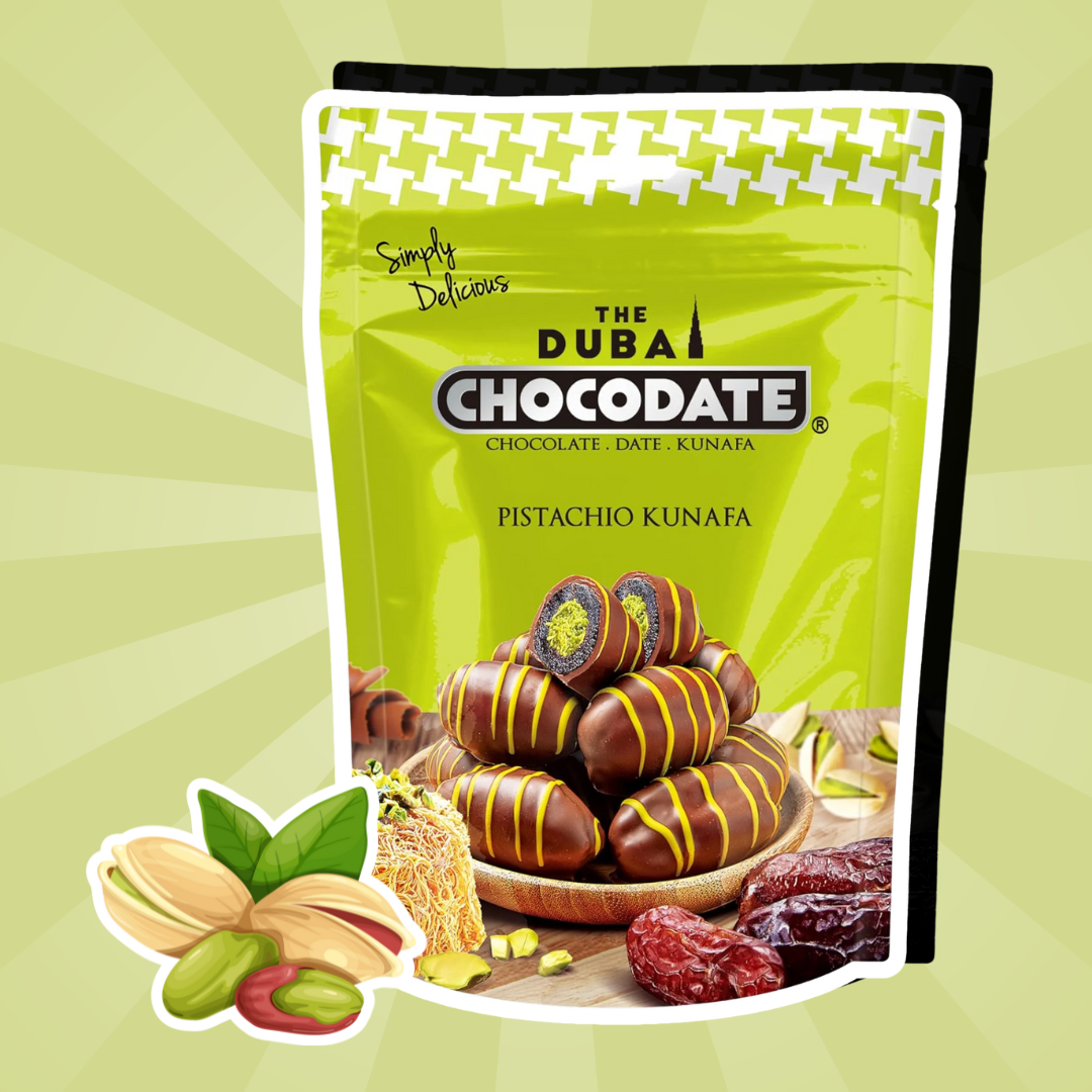 Chocodate Pistachio Kunafa – Dattel-Kunafa mit Pistazien – Dubai Style Milchschokolade (90 g)
