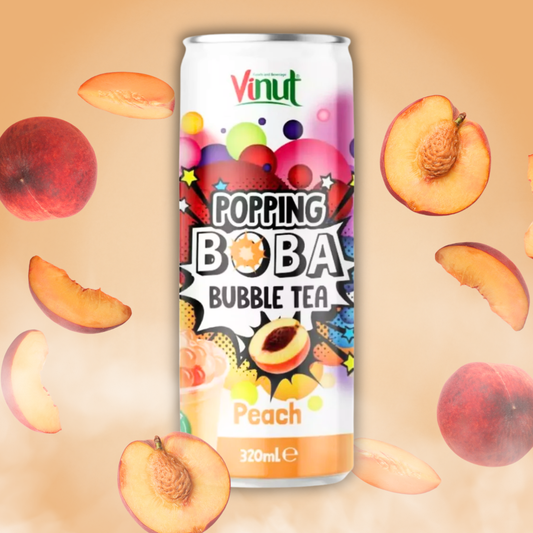 Popping Boba Bubble Tea Drink Peach – Erfrischender Tee mit Pfirsich & Fruchtperlen, 320 ml