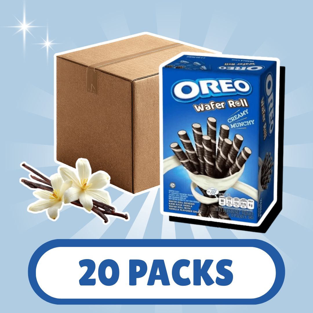 20x Oreo Vanilla Cream Filled Wafer Rolls – 20x54g – Knusprige Waffel mit Vanillecreme