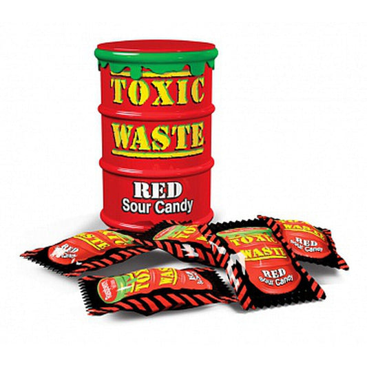 Toxic Waste Red Sour Candy Drum - spaeti-gonzales